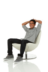 Man sitting in chair relaxing