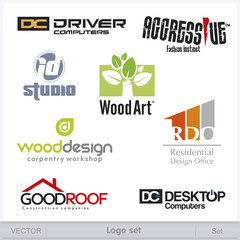 Set of vector icons and symbols, logo set mix