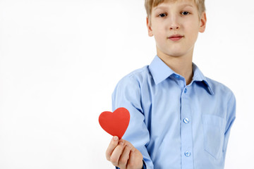 boy with red heart