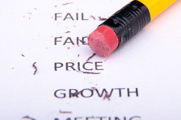 Business words and pencil