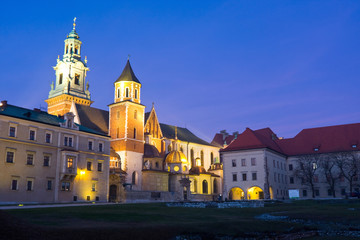 Fototapeta na wymiar Wawel w nocy, Kraków, Polska