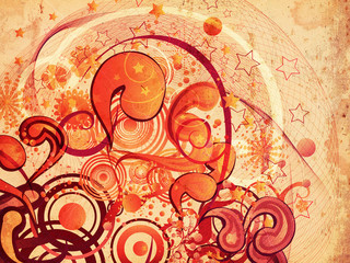 Grunge swirls and circles ornament
