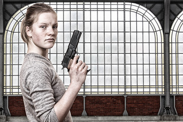 Girl with gun