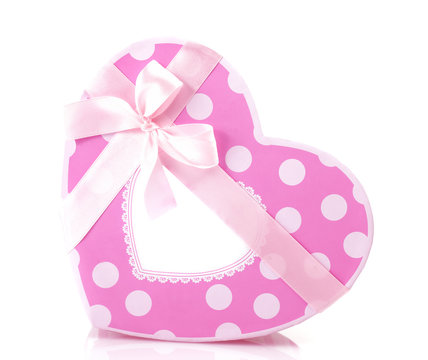 Pink heart-shaped gift box