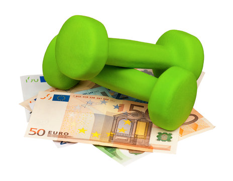 Euro and dumbbells