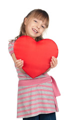 Little girl with red heart