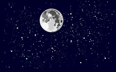 Fototapeta na wymiar nocne niebo gwia¼dziste i księżyc w pełni