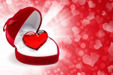 Red velvet Heart-shaped Gift Box with heart 
