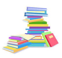 Multicoloured books on white background