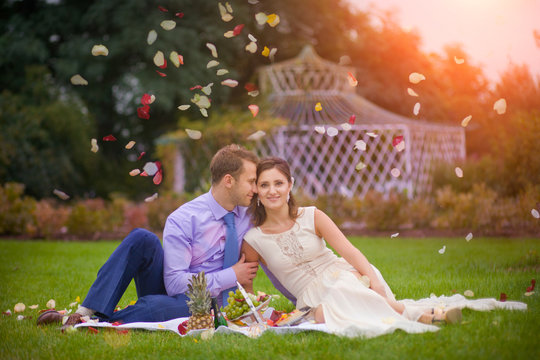 Romantic Young Couple Picnic