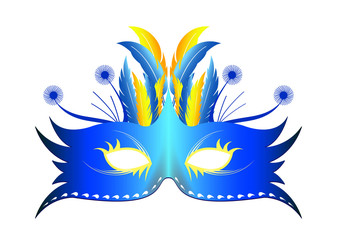 Fototapeta na wymiar Mask feather Rio - Blue - Carnival