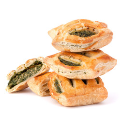 Puff pastry bun isolated on white background.