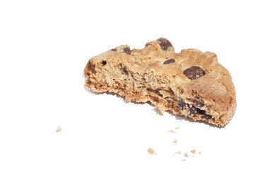 Piece of chocolate cookie, isolated on white background