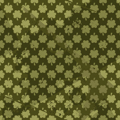 Seamles Grungy Pattern with Clovers