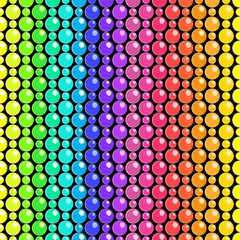 Colorful bead strings seamless pattern on black, vector