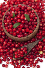 cranberries in a wooden bowl