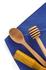 wood utensils at table napkins