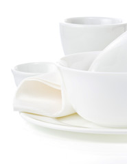 set of clean dishes