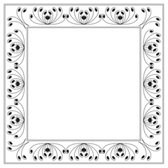 Square frame with floral and swirl motif.