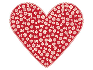 red valentine with pink flowers and butterflies