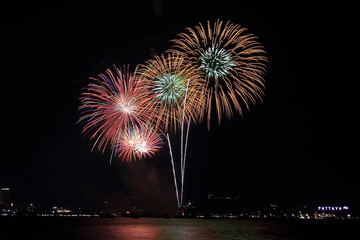 Fireworks in Pattaya city, Chonburi, Thailand