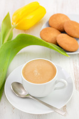 coffee with flower and cookies