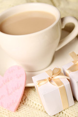 Obraz na płótnie Canvas Coffee and gifts for loved ones