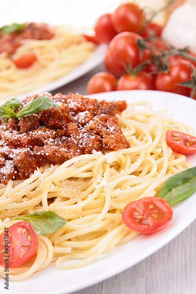 Wall mural spaghetti with tomato sauce and meat