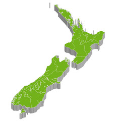ニュージーランド　地図　国　３D