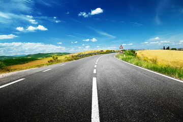 asphalt road in Tuscany Italy