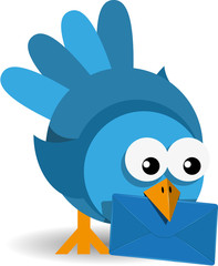 blue bird with a blue envelope