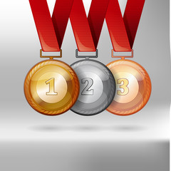 Gold, Silver and bronze medals vector award