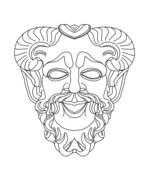 greek theatrical mask of satyr Stock Illustration | Adobe Stock