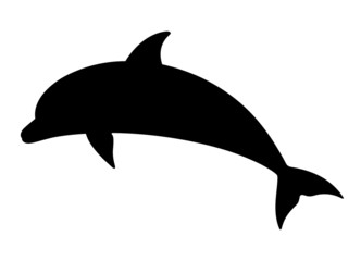 Naklejka premium Dolphin. Vector silhouette on a white background.