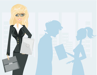 Beautiful business woman holding a tablet computer.