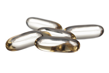 Obraz premium Codliver Oil Pills on White Background.