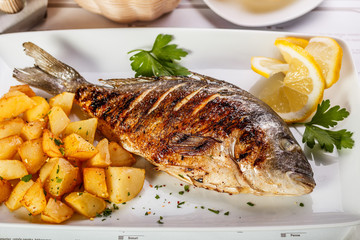 Whole fried dorado