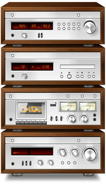 Vintage stereo cassette tape deck recorder CD player tuner ampli