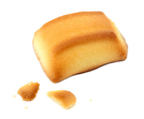Biscuit with Crumbs Isolated on White Background
