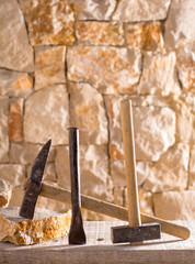 Hammer tools of stonecutter masonry work