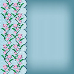 blue background with flowers and stripes - vector illustration
