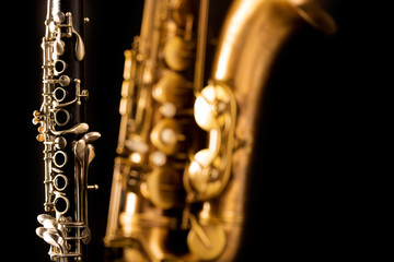Classic music Sax tenor saxophone and clarinet in black