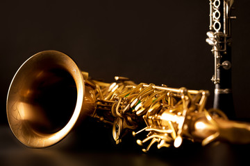 Classic music Sax tenor saxophone and clarinet in black