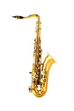 Tenor sax golden saxophone isolated on white