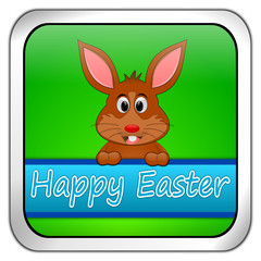 Easter bunny wishing happy easter button