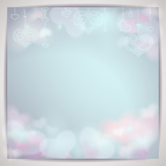 Beautiful vector background with blurred hearts.