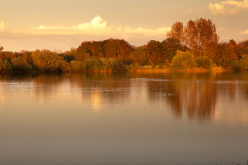 Fototapeta na wymiar Autumn Sunset Lakeside