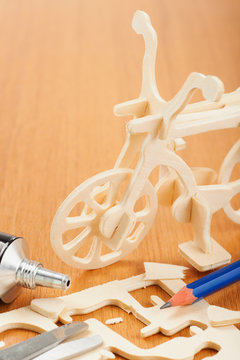 wooden bicycle toy - woodcraft construction kit