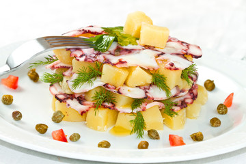 Octopus pie with potatos