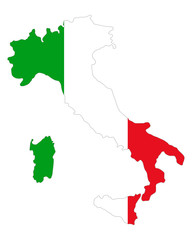 Karte und Fahne von Italien